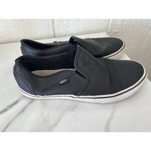 Vans Black Perforated Leather Slip On Sneakers Women's Size 9 US